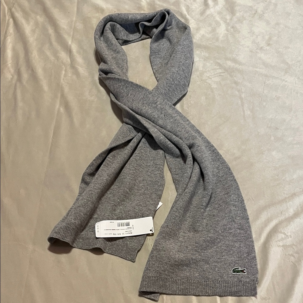 Unisex Lacoste Classic Gray Knit Scarf